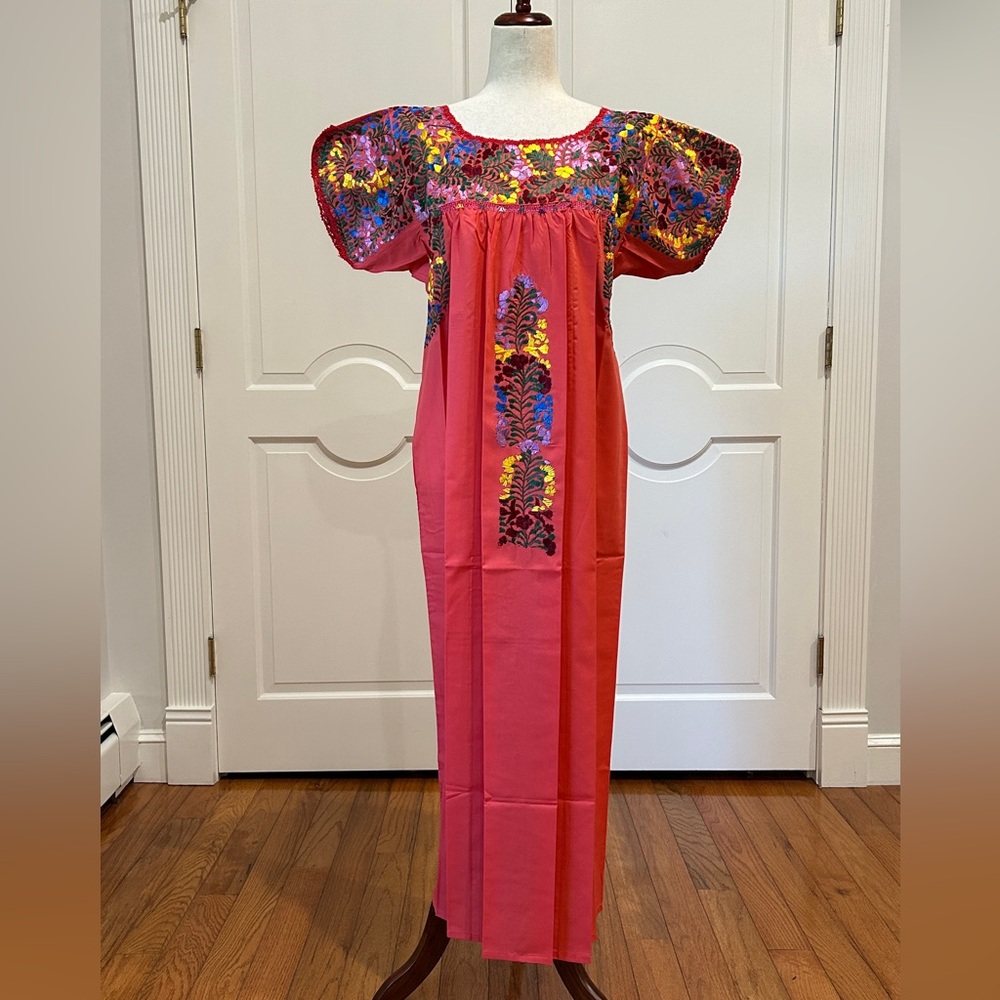 San Antonino Maxi Dress,Oaxaca Mexican dress.Hand Embroidered with Silk Treads